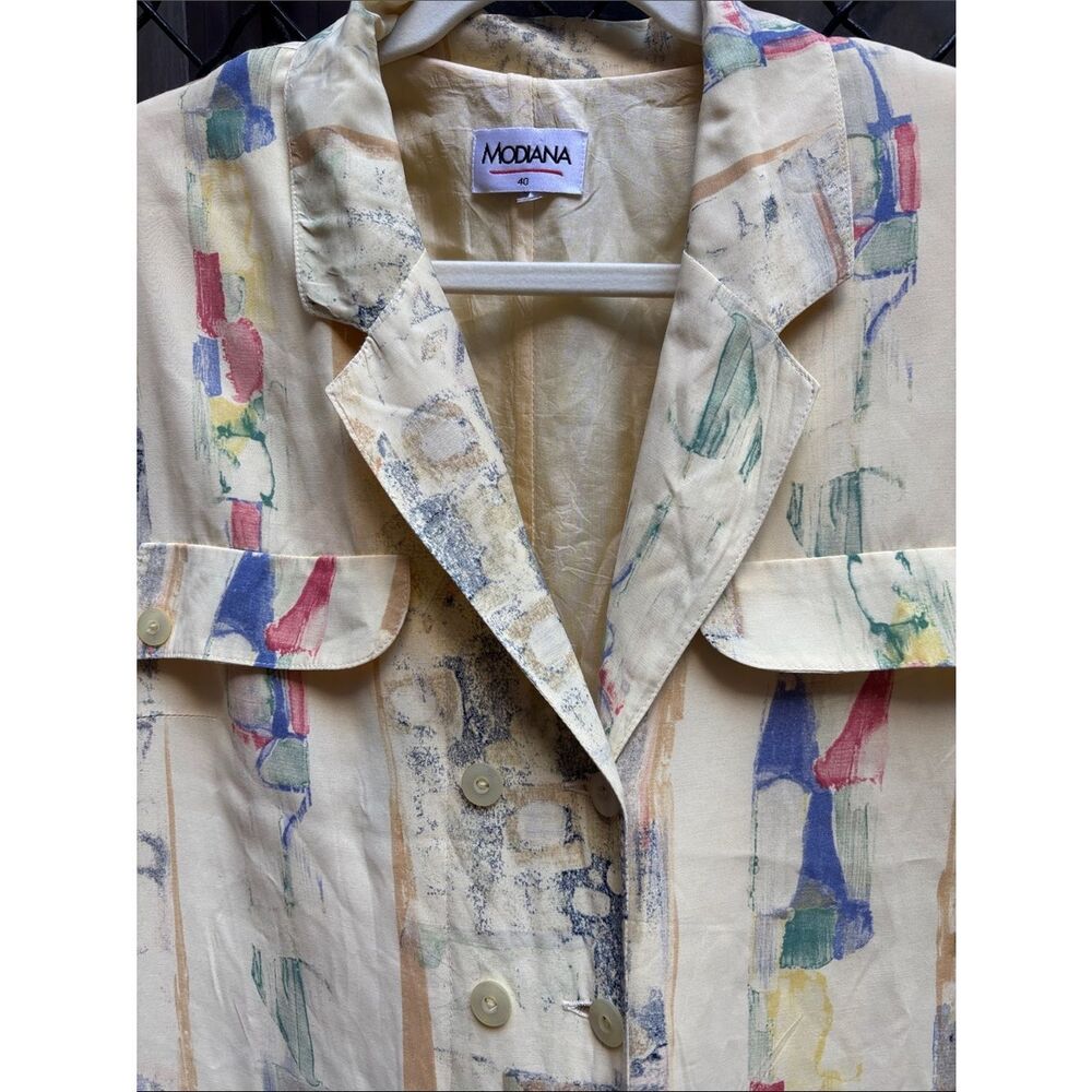 🎀Vintage🎀Modena Butter Yellow Short-Sleeve Button-Front Shirt Dress Size 10 - Picture 3 of 9